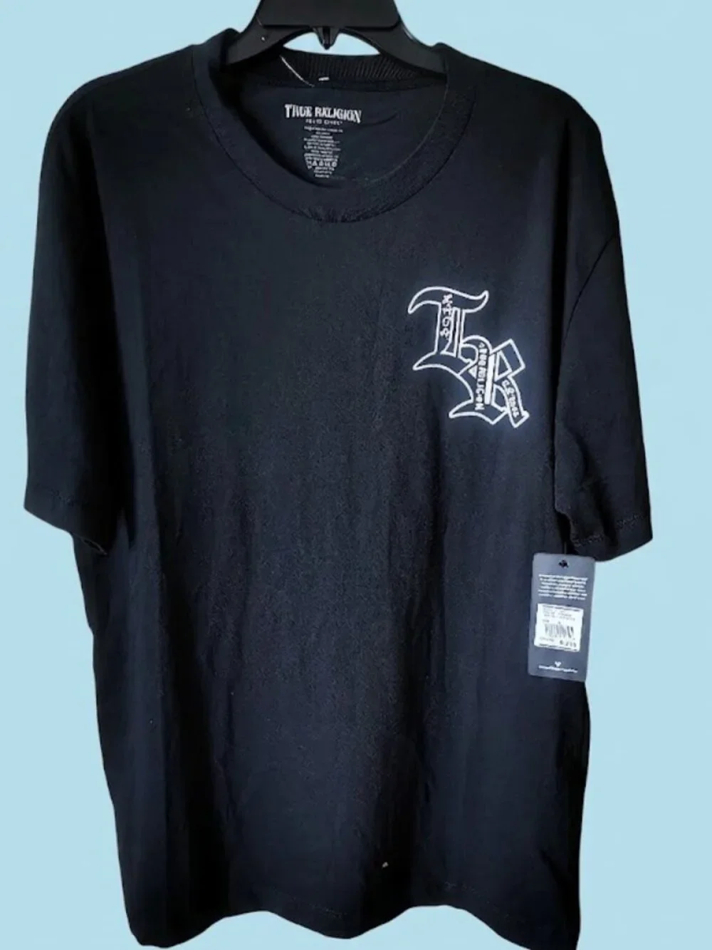 $62 NWT Mens True Religion Size L Color Black 100% Cotton T-Shirt